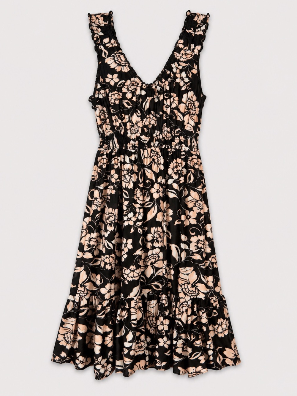 Womens Floral Midi Dress Medium Whimsigoth Resort Romantic Feminine Bohemian